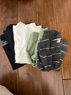 Cat & Jack Kids Short Sleeve Tees — Black, White, Sage, Charcoal Stripe
